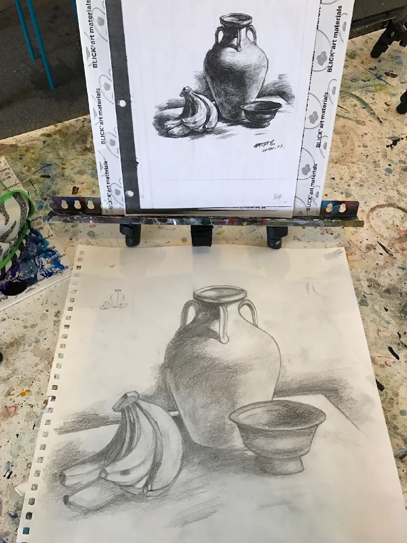 A sketch of a pot and bananas