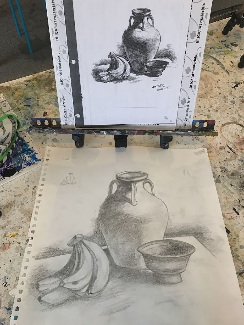 A sketch of a pot and bananas
