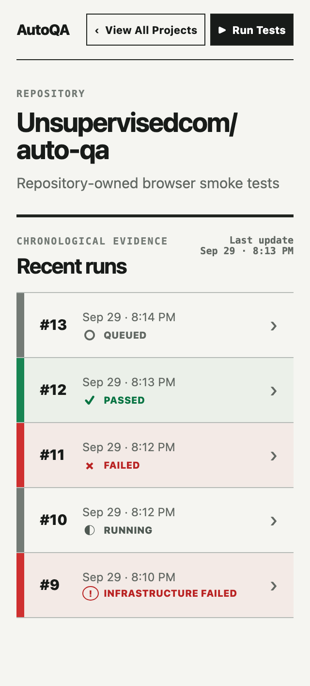 Refined Evidence Rail direction at mobile width Mobile